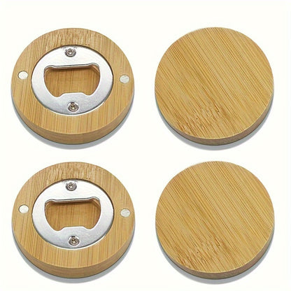 Bamboo Magnetic Bottle Opener Bulk 20 40 80 160 Pack - Round Fridge Magnet Blank Bottle Opener for Wedding Favors Party Gifts Kitchen Decor | Customizable DIY Guest Favors Bridal Shower