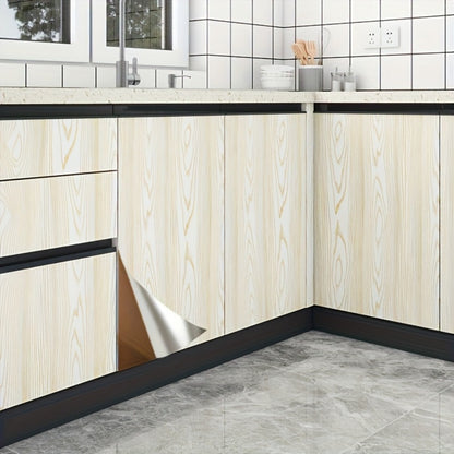 Wood Grain Contact Paper Peel and Stick Wallpaper - Self-Adhesive Removable Wall Sticker Waterproof Vinyl Film for Cabinets Countertops Furniture Doors Tables - White Black Brown DIY Home Decor