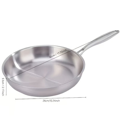 304 Stainless Steel Frying Pan 11 Inch Triply Base – Ergonomic Handle Even Heat Distribution Dishwasher Safe | Induction Compatible Professional Restaurant Grade Skillet 26cm Kitchen Cookware