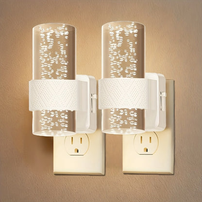 LED Night Light Plug In Wall, Dimmable 3000K Warm White Night Lights with Auto Light Sensor, Adjustable Brightness Modern Plug-In Night Light for Hallway Bedroom Bathroom Kids Room, 2 Pack