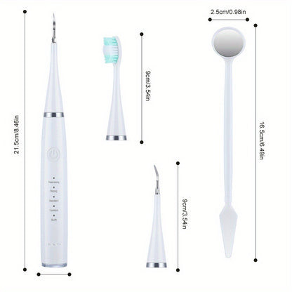 Electric Toothbrush Kit USB Rechargeable - Multi-Accessory Dental Care Set with Travel Case, Replaceable Brush Heads, Portable Oral Hygiene Device for Home & Travel, Gift for Men & Women, Black or White