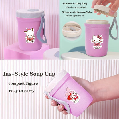 Sanrio Lunch Box Set 53pcs Bento Box with Thermal Bag Breakfast Cup Portable Sealed Compartment Microwave Dishwasher Safe for Work Picnic School