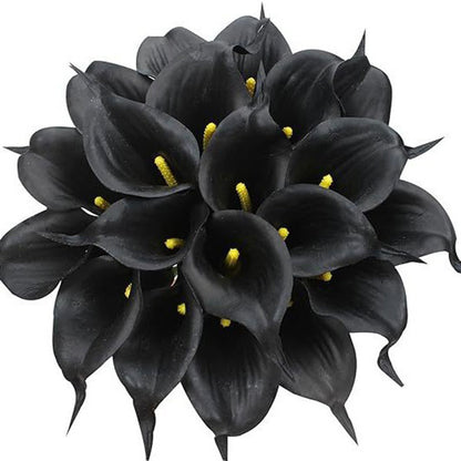Eternal Lotus Flower Bouquet 20pcs – Horseshoe Lotus Artificial Flowers for Wedding Decoration, Home Floral Arrangements, Outdoor & Festival Decor – White, Black, Red & Orange (No Vase)