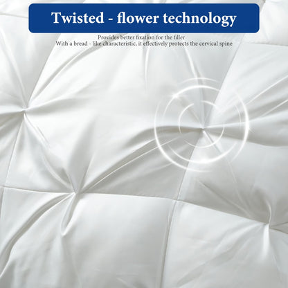 Bed Pillow 2 Pack Hotel Quality Twisted Flower Design 900g Fill - Adjustable Zipper Closure Breathable Polyester Sleeping Pillow for Side Back Stomach Sleepers, Luxury Soft Support Pillow Set