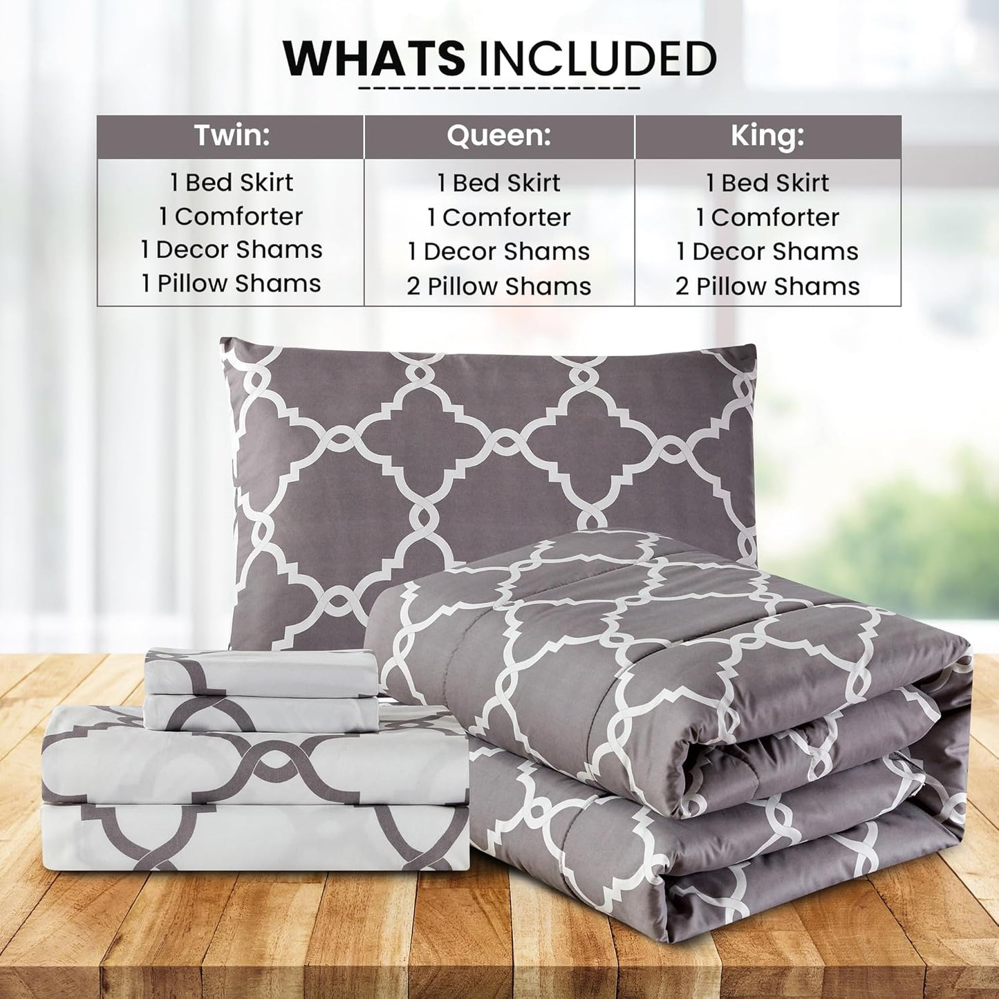 5-Piece Comforter Set – Down Alternative Reversible Quilted Bedding with Bed Skirt & Pillow Shams, Twin Queen King, All Seasons – 13 Colors