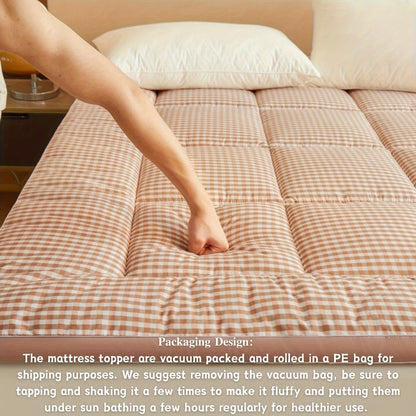 Quilted Mattress Topper Fluffy Flannel Bubble – Breathable Fiber Fill Foldable Sleeping Pad 2.36–3.15" Thick for Twin Full Queen King Bed