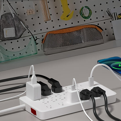 Surge Protector Power Strip with USB C Ports 22 AC Outlets 5 USB Ports - 6ft Flat Plug Extension Cord PD 20W Fast Charging 1875W 15A - Heavy Duty Wall Mount Under Desk Power Strip White