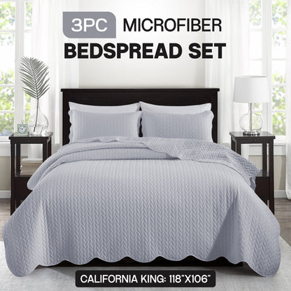 Bedspread Set 3-Piece Microfiber Floral Coverlet with Pillow Shams - Soft Breathable Lightweight All-Season Bed Cover for Queen King Twin California King