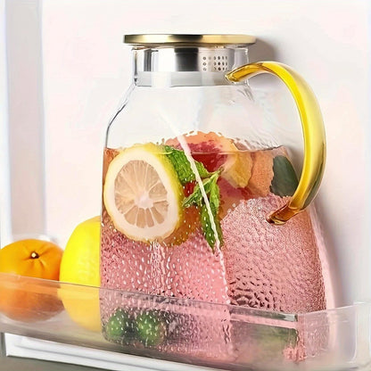 Glass Water Bottle Kettle Set – Heat-Resistant Large Capacity Fridge Door Storage with Cleaning Brush & Long Spoon – Perfect for Iced Tea, Cold Brew Coffee, Juice & Infused Water