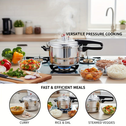Aluminum Pressure Cooker Stovetop - 4.5Qt & 8Qt with Exhaust Valve & Multiple Safety Protections, Compatible with Gas & Induction Stoves, Canning Rack Included, Family Meals & Catering