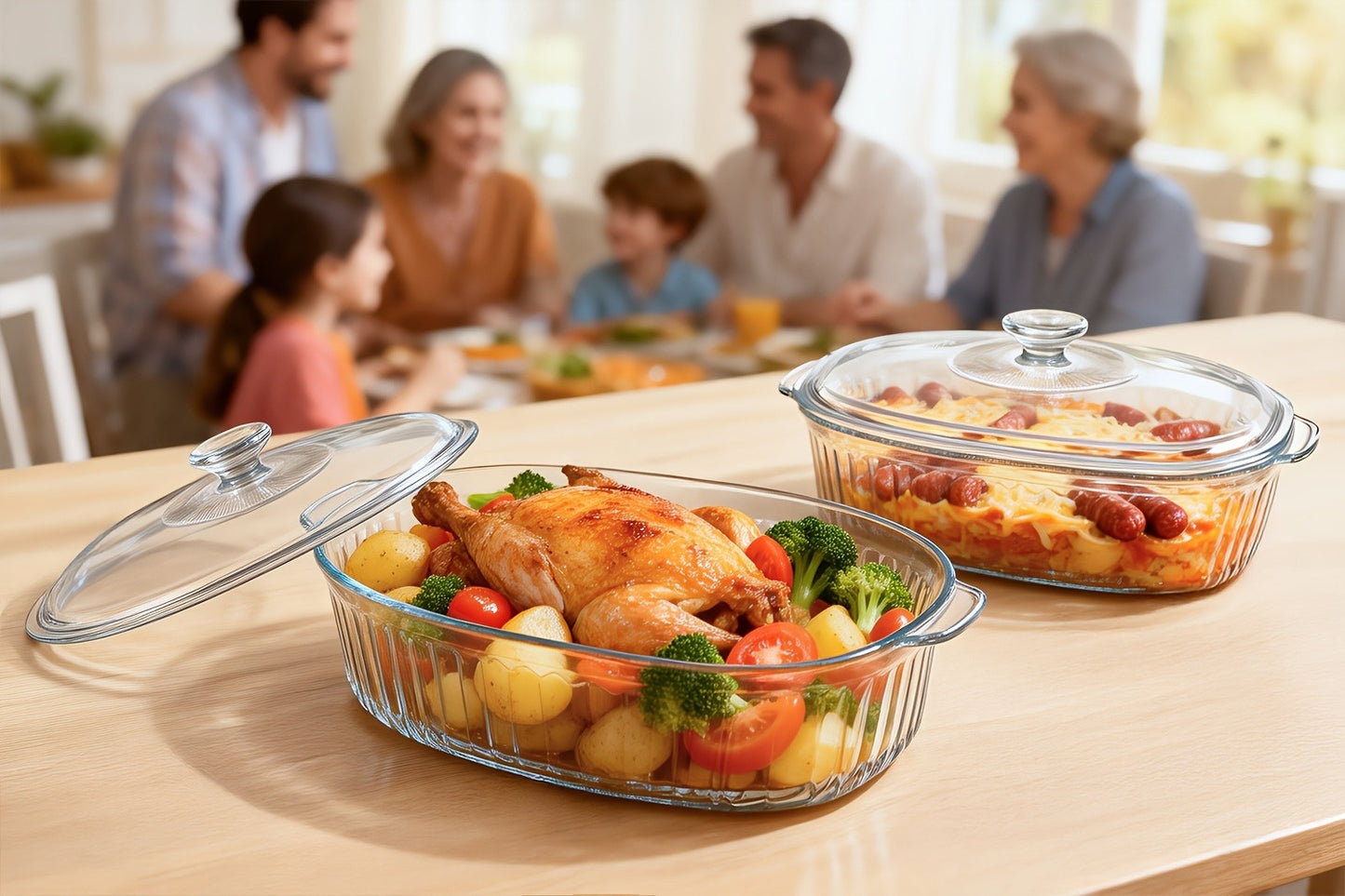 Borosilicate Glass Baking Dish with Lid 96oz – Oval Casserole Pan Microwave Oven Fridge Safe | Multi-Use for Baking, Meal Prep, Grilled Fish, Salad & Food Serving | Kitchen Bakeware with Cover