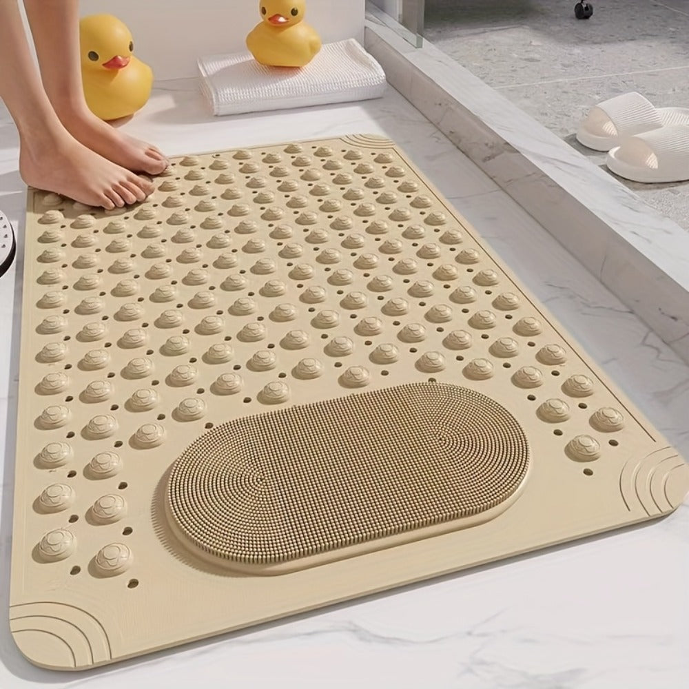 Non-Slip Bath Mat with Massage Buttons - PVC Shower Mat with Polka Dot Pattern, 0.35" Thick Rectangular Bathroom Safety Mat | Anti-Slip Bathtub Mat for Shower, Tub & Bathroom Floor | Multiple Colors