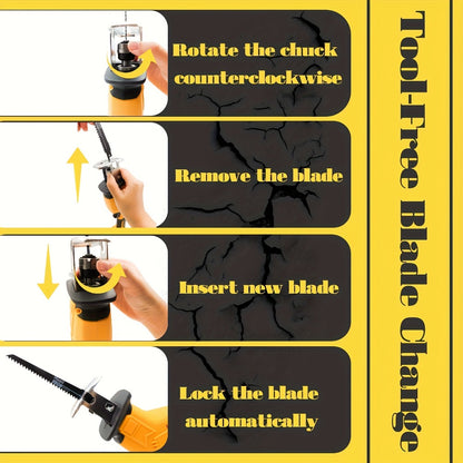 Reciprocating Saw Brushless Cordless for DeWalt 20V Battery – 0-3500 SPM Variable Speed, Tool-Free Blade Change, 4 Saw Blades Included, for Wood, Metal & PVC Cutting (Battery Not Included)