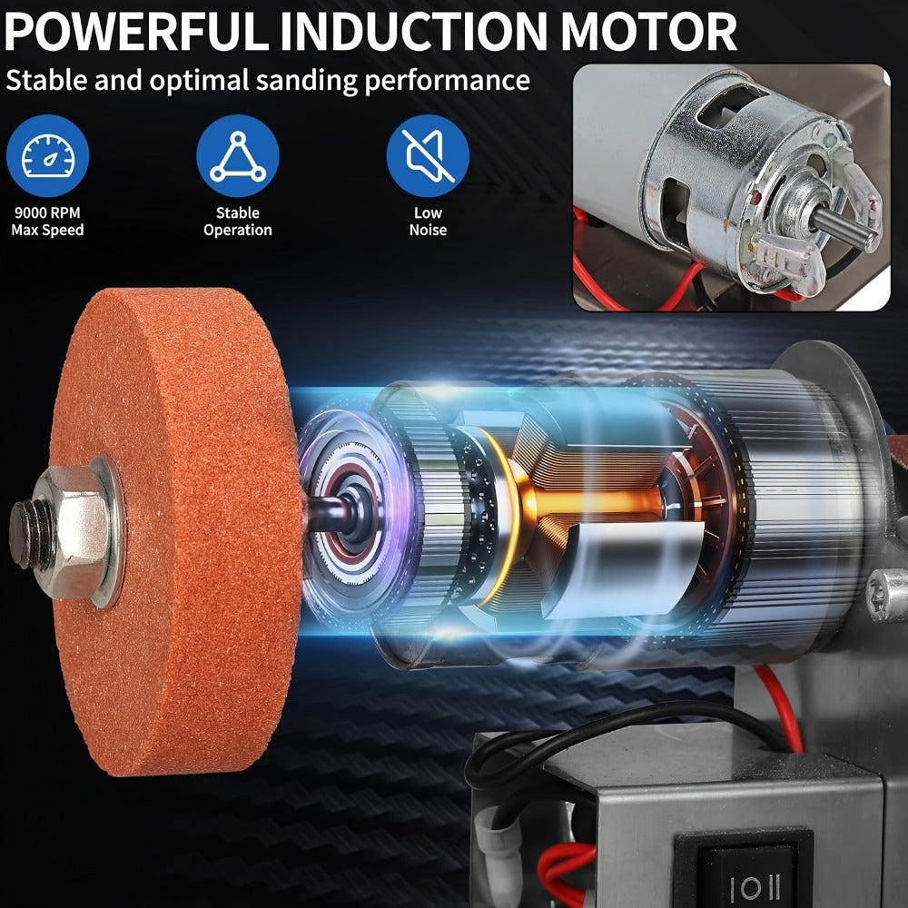 Electric Bench Grinder & Knife Sharpener - 15° Angle 7-Speed Tabletop Sanding Machine for Woodworking, Metal Grinding & Knife Making