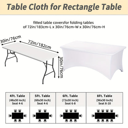 10pcs Spandex Tablecloth 6ft Rectangle Fitted Table Cover Stretch Wrinkle-Free for Wedding Reception Vendor Booth Catering Indoor Outdoor, 72Lx30Wx30H Inch, White/Black