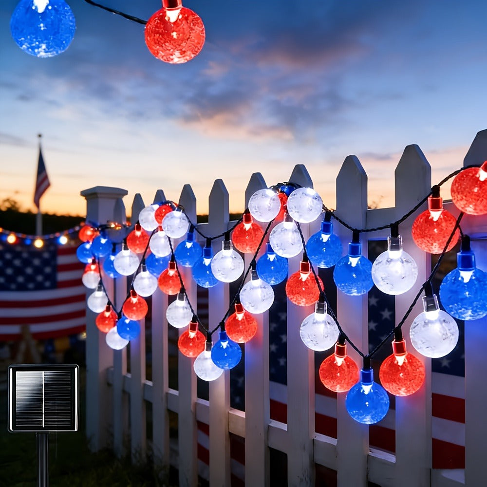 Crystal Ball String Lights 100 LED 39ft, Solar Bubble Ball Fairy Lights with 8 Lighting Modes — Outdoor Waterproof Decor for Christmas, Halloween, July 4th & Patio | Multi-Color Options