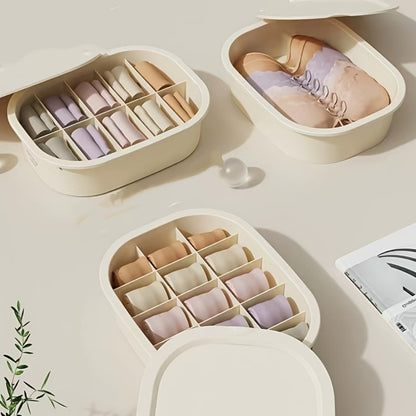 Drawer Organizer for Underwear Socks 3 Pack Closet Divider Storage Box Foldable Wardrobe Organizer Bins for Bras Ties Scarves Bedroom Dresser Dorm Beige