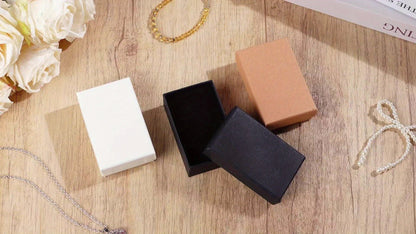Jewelry Gift Boxes Bulk 100pcs Cardboard Paper Boxes for Necklace Earring Bracelet Ring Storage Packaging Display Christmas Thanksgiving Gift Boxes Brown Black White 3.2x2x1.2in