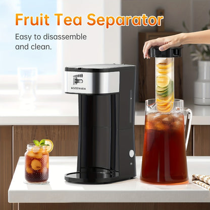 Iced Tea & Coffee Maker 3 QT Pitcher with Reusable Filter Basket | Adjustable Brew Strength | Cold Brew Machine for Iced Tea, Lattes, Lemonade & Flavored Water | Black