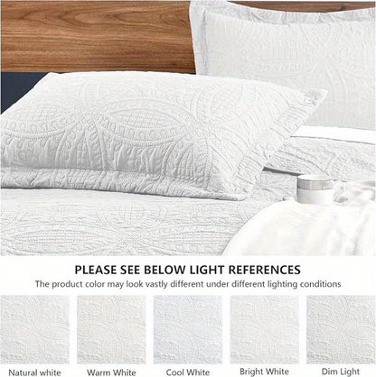 Quilt Set 3 Piece Lightweight Microfiber Bedspread with Pillow Shams - Coin Pattern Coverlet All Season Soft Bed Quilt Full Queen King Orange White Grey Green Khaki