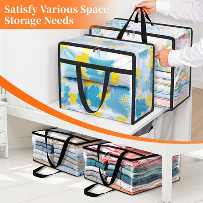 Clear Storage Bags with Zipper 8 Pack 15.85 Gallon PVC Clothes Storage Bags for Comforter, Blanket, Bedding & Duvet – Foldable Under Bed & Closet Organizer Bags