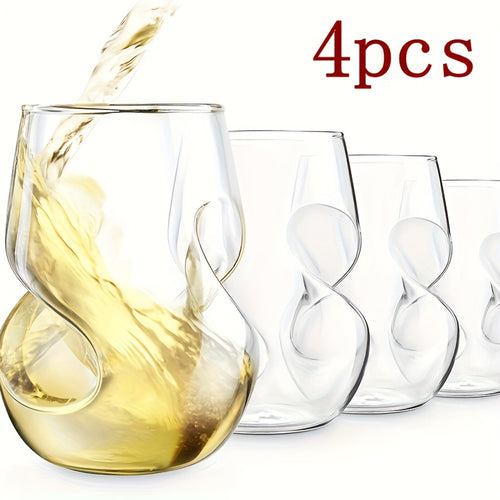 Geometric Twisted Cocktail Glasses 4 or 8 Pack – 400ml Wide Mouth BPA-Free Borosilicate Glass – Festive Drinkware for Whiskey, Beer & Tea – Thanksgiving, Christmas, New Year & Oktoberfest