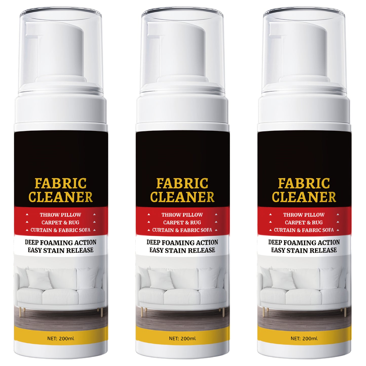 Upholstery Cleaner Spray Multi-Fabric Stain Remover 6.76oz Spot Cleaner for Couch Sofa Rug Carpet Clothes Car Seat Mattress Laundry Multi-Purpose Fabric Cleaner for Home and Car 1 2 3 4 5 Pack