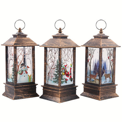 Christmas Lantern Candlestick Nightlight Set 3pcs – Santa Snowman LED Table Decoration Light Battery Operated Holiday Home Decor