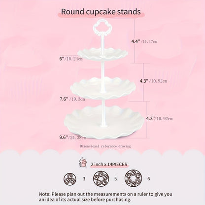 Tiered Cupcake Stand Set 10pcs - 3 Double Layer & 3 Triple Layer Dessert Stands + 4 Appetizer Trays for Birthday Wedding Party