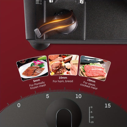 Electric Meat Slicer 200W Deli Food Slicer with Two 7.5" Removable Stainless Steel Blades 0-15mm Thickness Control Cut Meat Ham Bread Cheese Fruit for Home Use