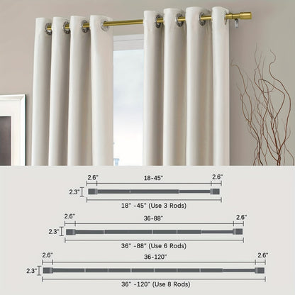 Adjustable Curtain Rods for Windows 1 Inch Diameter – Modern Decorative Drapery Rod with End Finials, 18"-45" to 36"-120" | Black, Brushed Nickel & Gold Finish