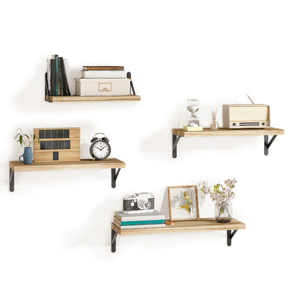 Floating Shelves Wall Mounted 4-Pack – Decorative Wall Shelves for Bedroom, Living Room, Bathroom & Plants, Home Storage Display Shelf for Books, Decor & Accessories, 4 Color Options
