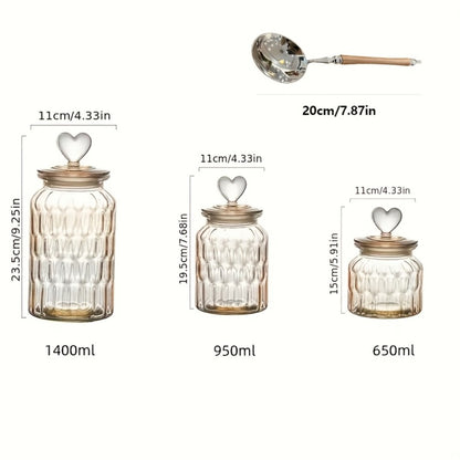 Airtight Glass Food Storage Jars with Clamp Lids 4-Set | 21.98oz & 47.34oz Clear Kitchen Canisters for Sugar, Flour, Coffee, Spices, Cereal & Grains