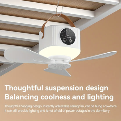 Camping Fan with Light & USB Rechargeable | Portable Outdoor Tent Fan with Tripod Stand, Detachable Blades, Adjustable Speed & Brightness for Camping, Bedroom, Dormitory & Travel Use – Silent Operation