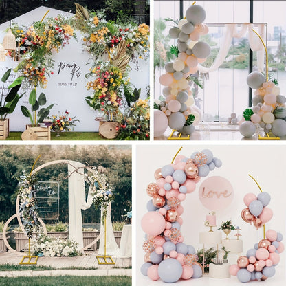 Balloon Arch Stand Kit Metal Wedding Arch Frame 6ft & 8ft Backdrop Stand Set of 2 Golden Curved Top for Birthday Party Bridal Shower Anniversary Ceremony Floral Decoration