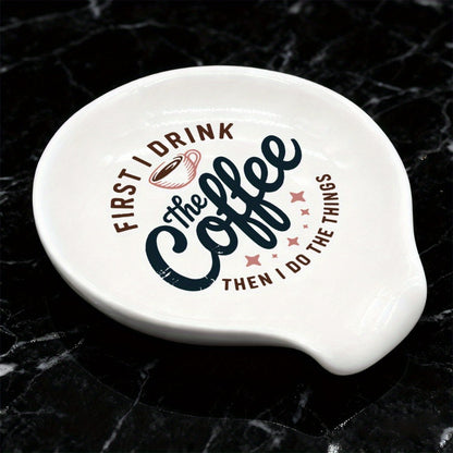 Ceramic Spoon Rest Funny Coffee Quote – "A Cup of No Return" Ceramic Utensil Holder for Coffee & Tea Spoons, Cute Spoon Holder for Kitchen Counter, Cafe Decor, Perfect Coffee Lover Gift