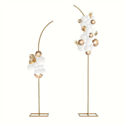 Balloon Arch Stand Kit Metal Wedding Arch Frame 6ft & 8ft Backdrop Stand Set of 2 Golden Curved Top for Birthday Party Bridal Shower Anniversary Ceremony Floral Decoration