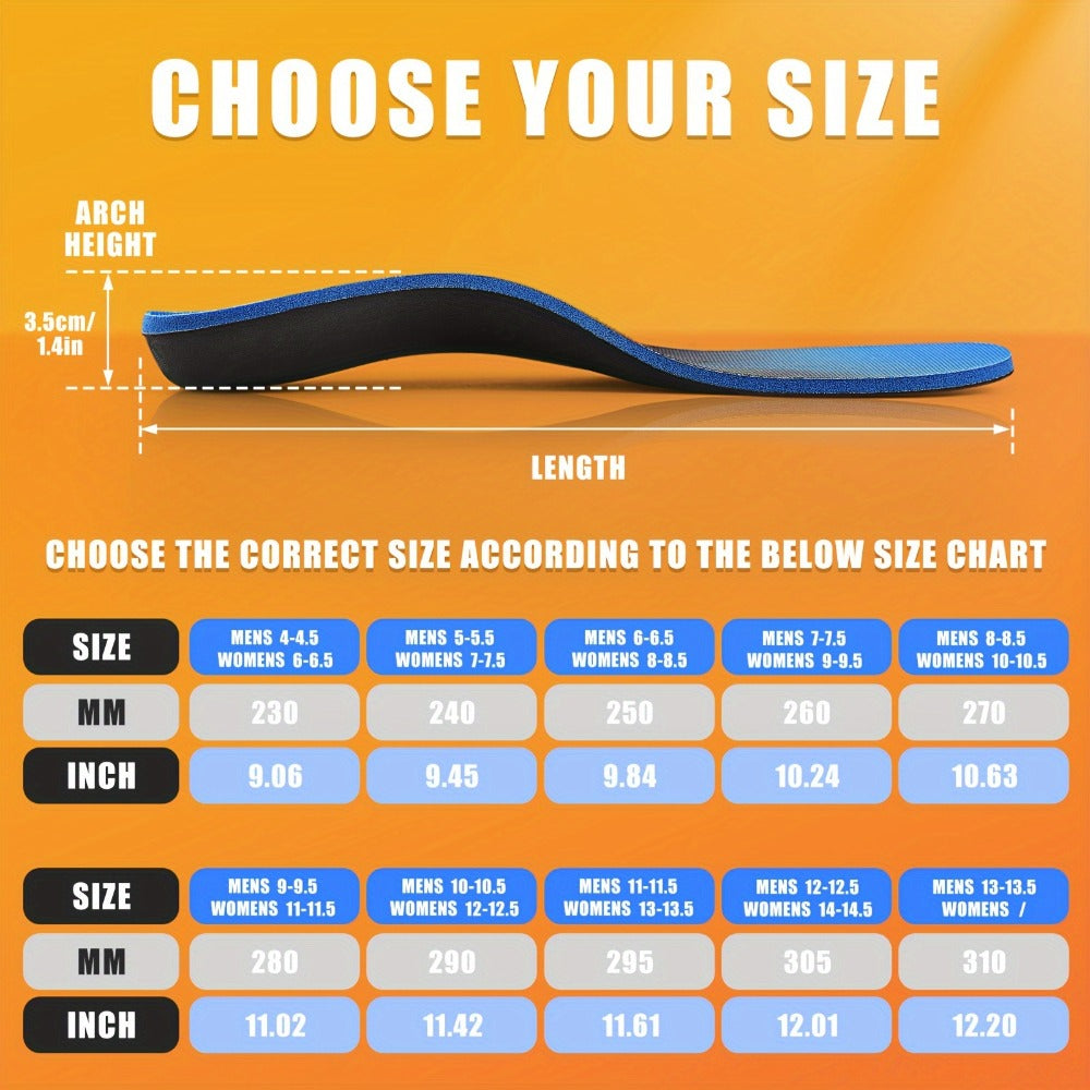 Arch Support Insoles for Men & Women, Heavy Duty Orthotic Shoe Inserts for Flat Feet, Plantar Fasciitis & Overpronation, Shock Absorbing Breathable Insoles for Work Boots, Running, Hiking, Standing All Day – 6 Sizes