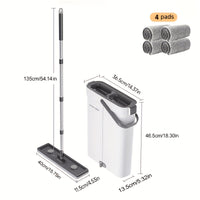 15.75in Gray Mop + Bucket + 4 Gray Fiber Cleaning Cloths