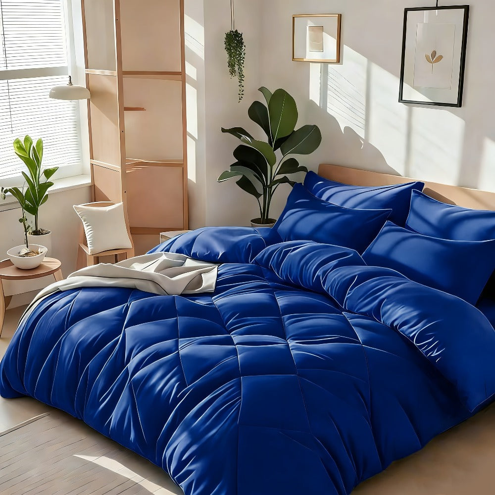 Cooling Comforter Set 2/3 Pcs – Soft Fluffy Microfiber Lightweight Breathable Quilt, Rhombus Grid Solid Color Bedding for All Seasons, Twin Queen King – Multiple Colors Available