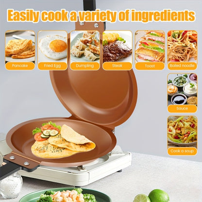 Double-Sided Non-Stick Omelette Pan – Reversible Flip Skillet for Fluffy Pancakes, Omelets & Italian Omelettes | Dishwasher Safe, Indoor & Outdoor Cooking, Camping Kitchen Essentials