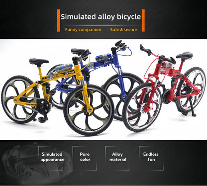 Diecast Mountain Bike Model 1:8 Scale Alloy Foldable Miniature Bicycle Figurine for Home Office Desk Decor, Collector Gift, Christmas Birthday Present, 3 Colors Available