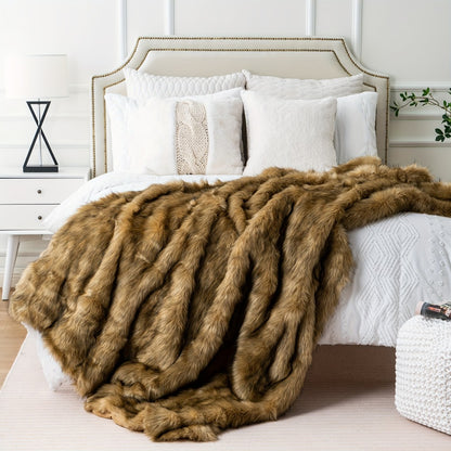 Long Hair Fluffy Reversible Plush Velvet Throw Blanket – 300-350gsm Soft Elegant Throw for Couch & Bed, 6 Colors, 2 Sizes