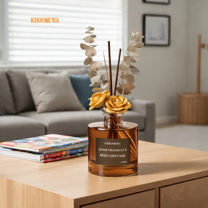 Reed Diffuser Set with Dried Flowers – Jasmine, Cedar, Sandalwood & Gardenia Scents, 120ml 90-Day Long-Lasting Home Fragrance