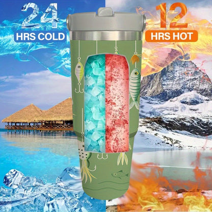 Insulated Travel Mug 30oz with Handle & Straw Stainless Steel Coffee Tote Tumbler Keeps Hot Cold Drinks Gift for Women Mom Wife Birthday Graduation Father's Day