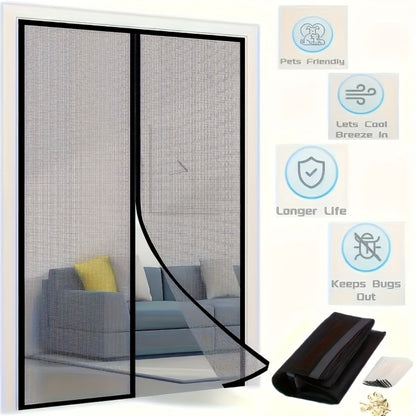 Magnetic Screen Door with Heavy Duty Metal Frame – Self-Closing Mesh Door Curtain, Insect-Proof Bug Screen with Frame Shackle, Easy Install for Indoor & Outdoor Doorways, Pet & Kid Friendly