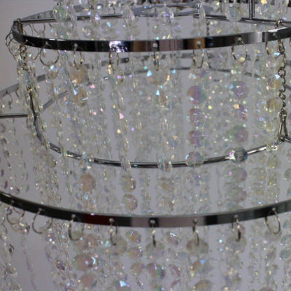 Crystal Beaded Chandelier Lampshade Acrylic Sparkling Droplets Elegant Ceiling Light Fixture Cover for Wedding Party Home Decor Multiple Sizes Branch Style Beadwork Pendant Shade