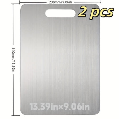 Stainless Steel Cutting Board Food Grade 304 Easy Clean, Space-Saving Flat Chopping Board for Kitchen Home Commercial Use, Rust-Resistant Hygienic Non-Porous Prep Board, 1 or 2-Pack