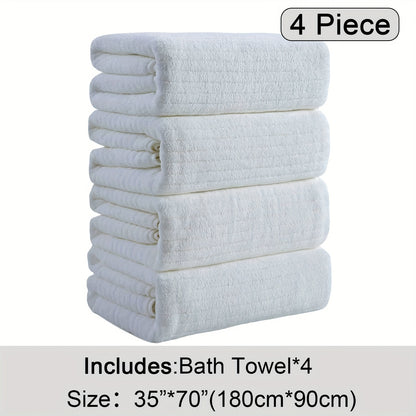 Bath Towels Set 4 Pack 35x70 Inch Oversized Extra Large - Microfiber Super Absorbent Quick Dry XL Bath Sheet Soft Bathroom Towels | 13 Colors | Family Hotel Spa Shower Towel Set Coastal Style