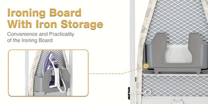 Wall Mount Ironing Board Foldable 36x12 Space Saving with Iron Holder Removable Heat Resistant Cover for Small Spaces Laundry Room Closet Apartment
